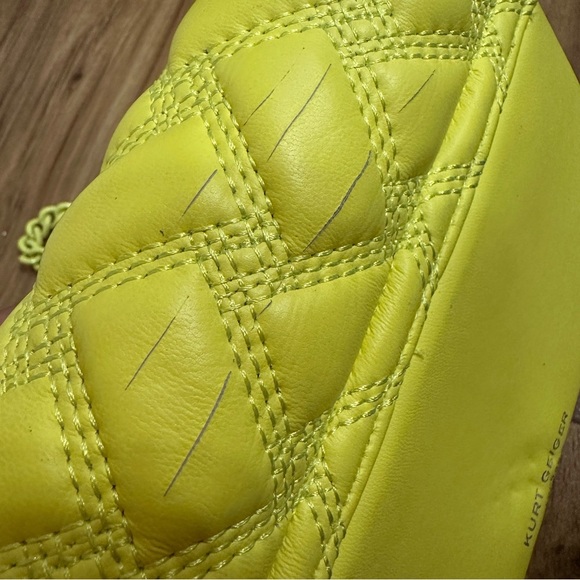 KURT GEIGER LONDON Kensington Drench Mini Leather Shoulder Bag Bright Lemon Neon - Picture 8 of 16